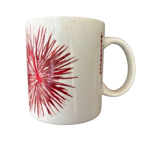 Starbucks 2014 Red Starburst Ceramic Coffee Mug 12oz Multicolor - Picture 1 of 5